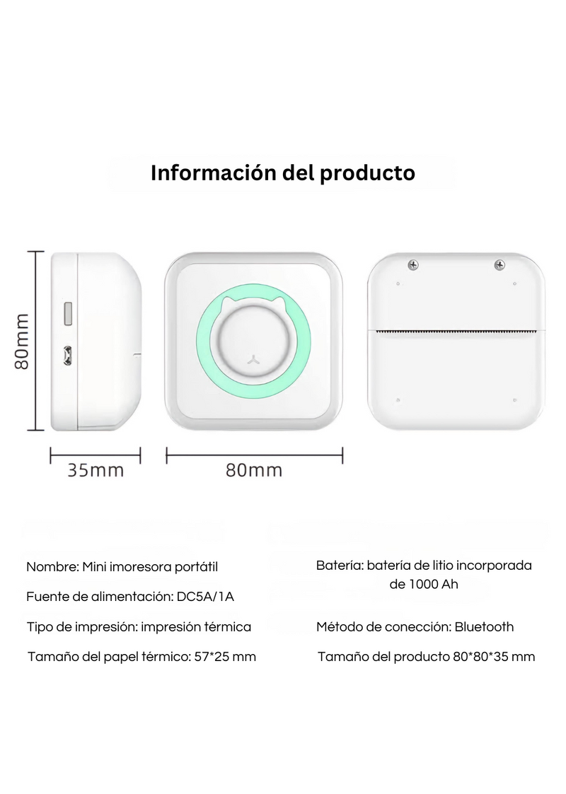 Mini impressora portátil, 203dpi con cable USB